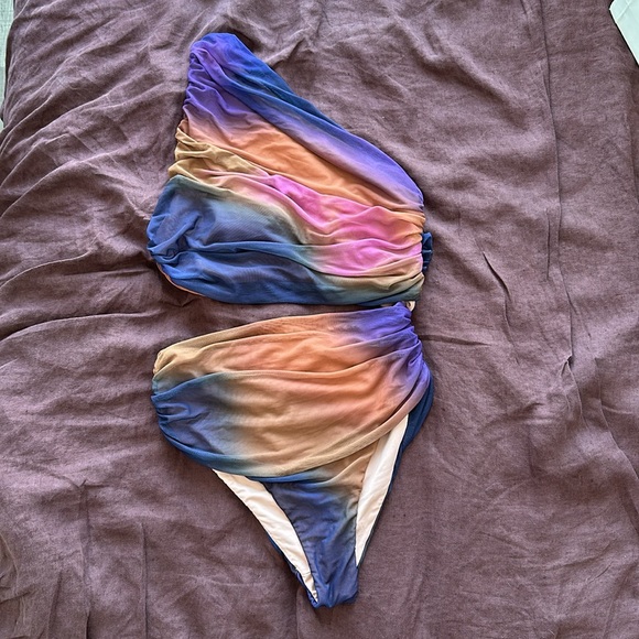 Zara Printed Tulle Swimsuit size M ombré one piece - Picture 2 of 5